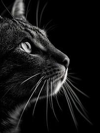 Katze – Elegantes Seitenprofil in Schwarzweiß