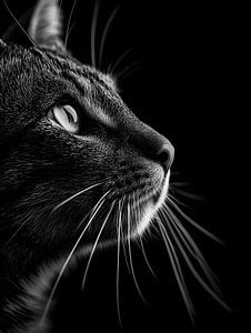 Katze – Elegantes Seitenprofil in Schwarzweiß