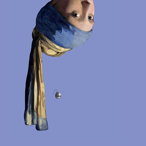 Vermeer La Jeune Fille à la Perle la tête en bas pop art sur Miauw webshop