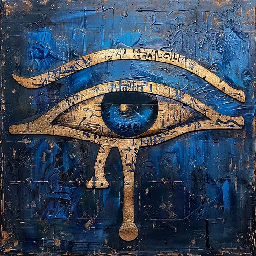 Vintage Egyptisch oog van Ruda in koningsblauw en goud