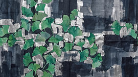 Silver Ginkgo Leaves on Midnight by Siti Zuliana