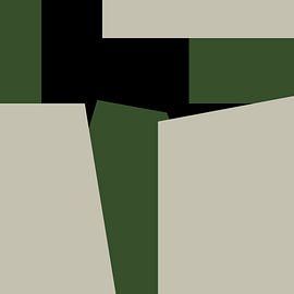 Geometric Green Black Abstract Shapes no. 1 by Dina Dankers