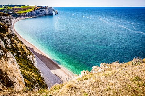 Étretat von oben - Blick auf Felsbogen und Meer