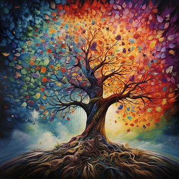 Arbre de vie artistiquement coloré sur TheXclusive Art