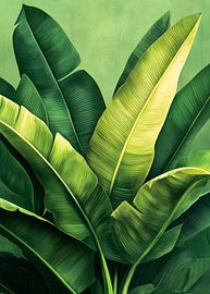 Tropical banana leaves nature art by JBJart Justyna Jaszke
