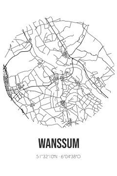 Wanssum (Limburg) | Landkaart | Zwart-wit van MijnStadsPoster