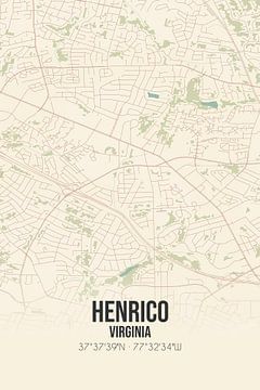 Carte ancienne de Henrico (Virginie), USA. sur Rezona