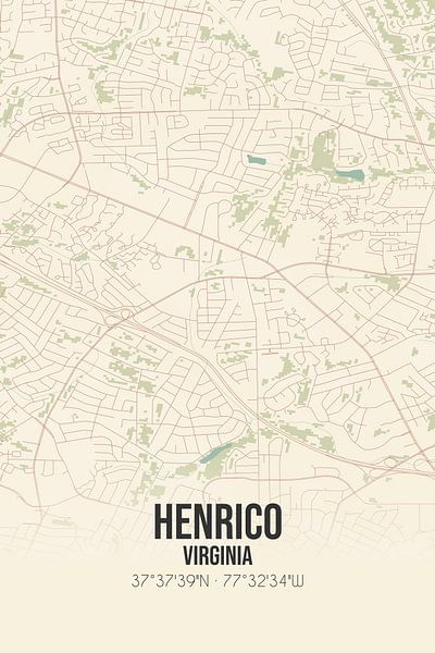 Carte ancienne de Henrico (Virginie), USA. par Affiches de lieux