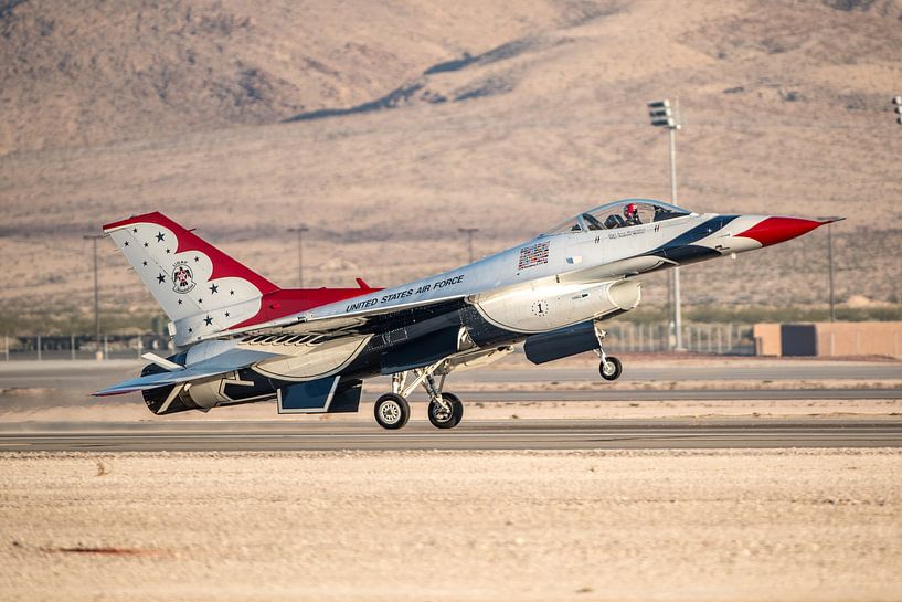 A Lockheed Martin F-16 Fighting Falcon of the Thunderbirds has just landed after the last airshow of by Jaap van den Berg