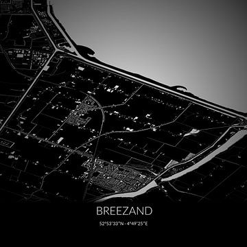 Zwart-witte landkaart van Breezand, Noord-Holland. van Rezona