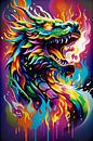 Dragon fire neon graffiti  pop art by Makar Mokrynskyi thumbnail