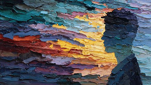 Une silhouette sans visage se fondant dans des vagues de couleurs