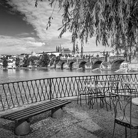 Cozy view of Charles Bridge - Monochrome by Melanie Viola