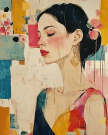 Portrait coloré aux couleurs pastel sur Carla Van Iersel