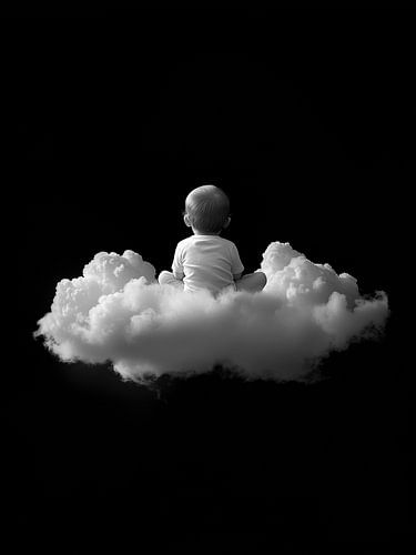 Sweet little baby in clouds