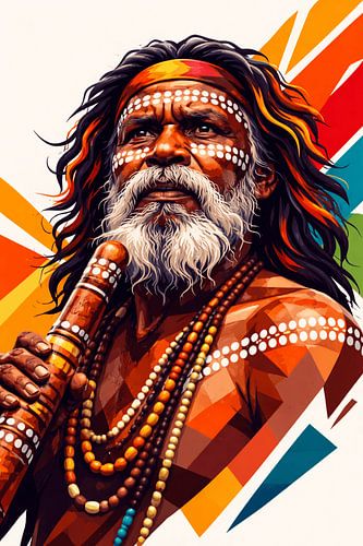 Inheemse oudste die op een traditionele fluit speelt