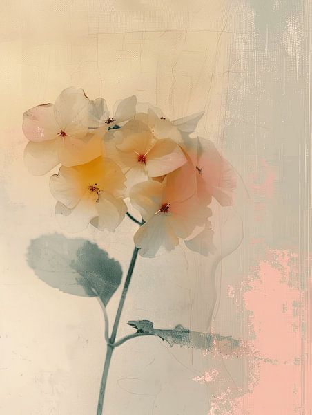 Hydrangea in pastel colours, Japandi style by Japandi Art Studio