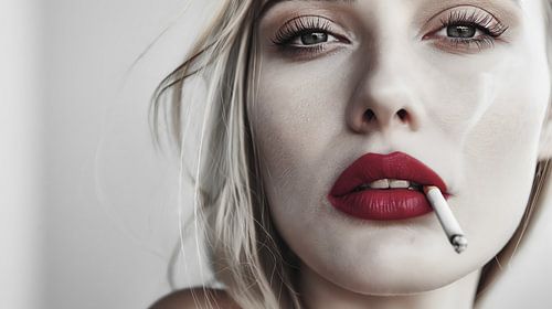 Verleidelijke vrouw met rode lippenstift