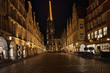 Münster - Vue de l'église Lambertikirche de nuit sur Carl-Ludwig Principe
