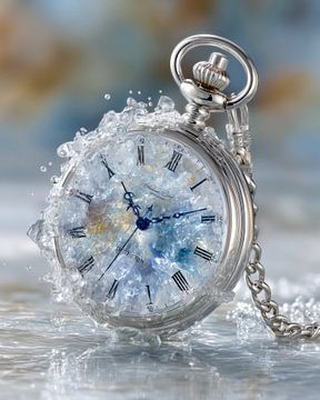 Tijd Bevroren Zakhorloge In Ijs Gedetailleerde Muur Kunst van Beeld Creaties Ed Steenhoek | Fotografie en Kunstmatige Beelden