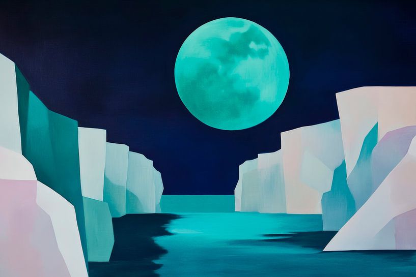 Mondschein über eisigen Klippen – Abstrakt von Poster Art Shop