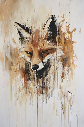 Abstract vos schilderij met verfstrepen