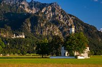 Neuschwanstein Castle in the evening light in Schwangau / Bavaria / Germany