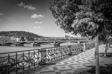 On the banks of the Vltava in Prague - Monochrome by Melanie Viola