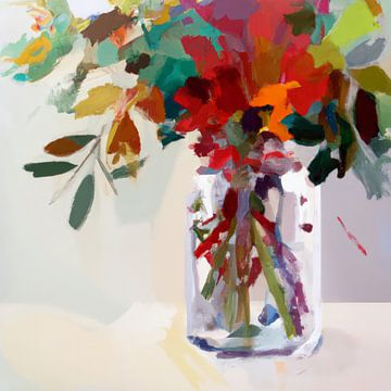 Kleurrijk abstract schilderij: "veldboeket" van Studio Allee