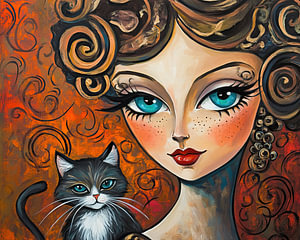 Mädchen und Katze
