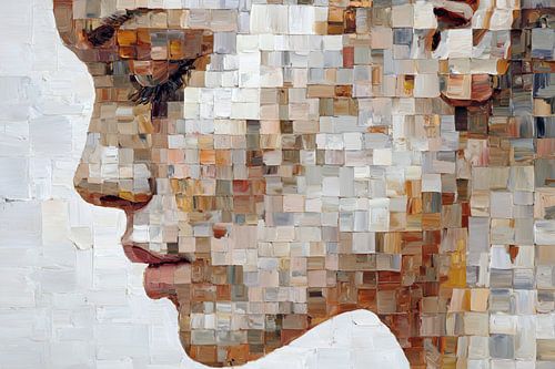 Fragmented Soul – Abstraktes Porträt im Mosaikstil