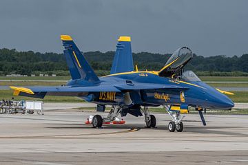 The Boeing F/A18 C Hornet #1 of the Blue Angels is ready to start the show. by Jaap van den Berg