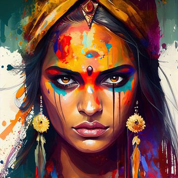 Femme hindoue puissante #1 sur Chromatic Fusion Studio