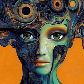 Weibliches Porträt mit Kopfbedeckung von Ton Kuijpers