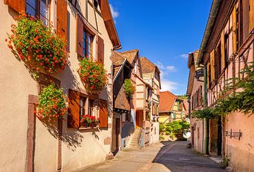 Straatje in Ribeauvillé, Elzas, Frankrijk van Adelheid Smitt