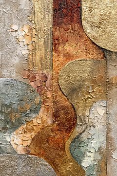 Metaal en Mystiek – Abstract schilderij met rijke texturen van Joriali Abstract