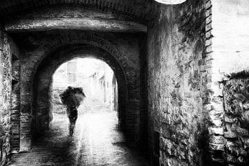 Regen in San Gimignano van Frank Andree