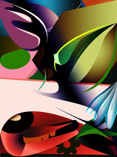 Tropisch Jungle Landschap Modern en Abstract van Mad Dog Art