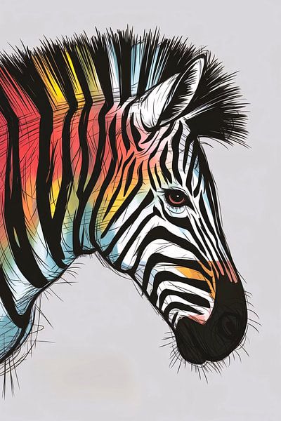 Kleurrijke zebra digitale illustratie van Art & Soul Creations