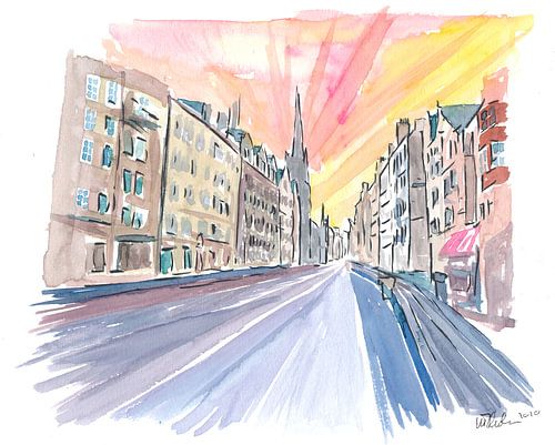 Édimbourg Écosse scène de rue avec église