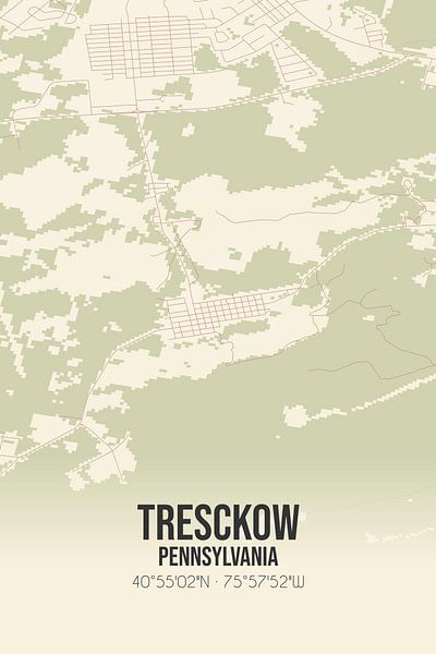 Carte ancienne de Tresckow (Pennsylvanie), USA. par Affiches de lieux