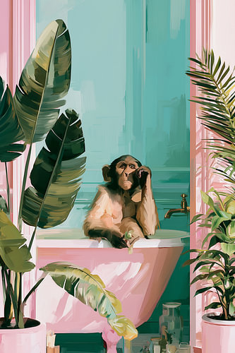 Monkey Bathtub Bathroom | Tropical