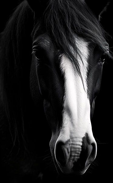 Animal portrait in black and white minimalist wildlife art by Thilo Wagner