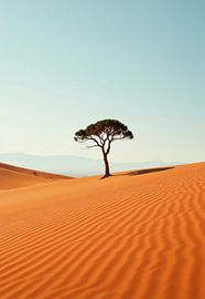 Solitary Tree in Orange Sand Dune Desert by Markus Gann