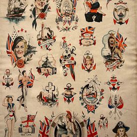 Tatouages vintage de la marine britannique sur Patricia Hofmeester