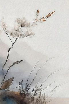 ZEN Japandi schilderij, Wuivende grassen van Studio Pieternel