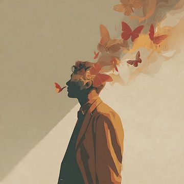 Metamorphosis Soul Into Floating Butterflies by Aden Pink Studio