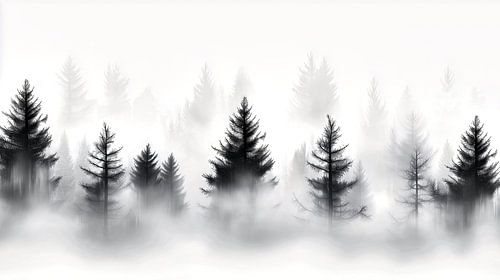 Nevelig bos vol mystieke rust