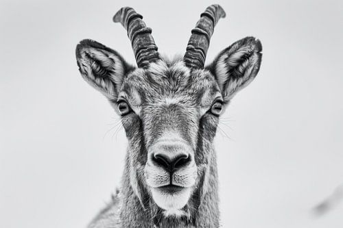 Steenbok in zwart-wit