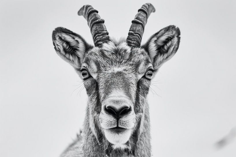 Steenbok in zwart-wit van Poster Art Shop